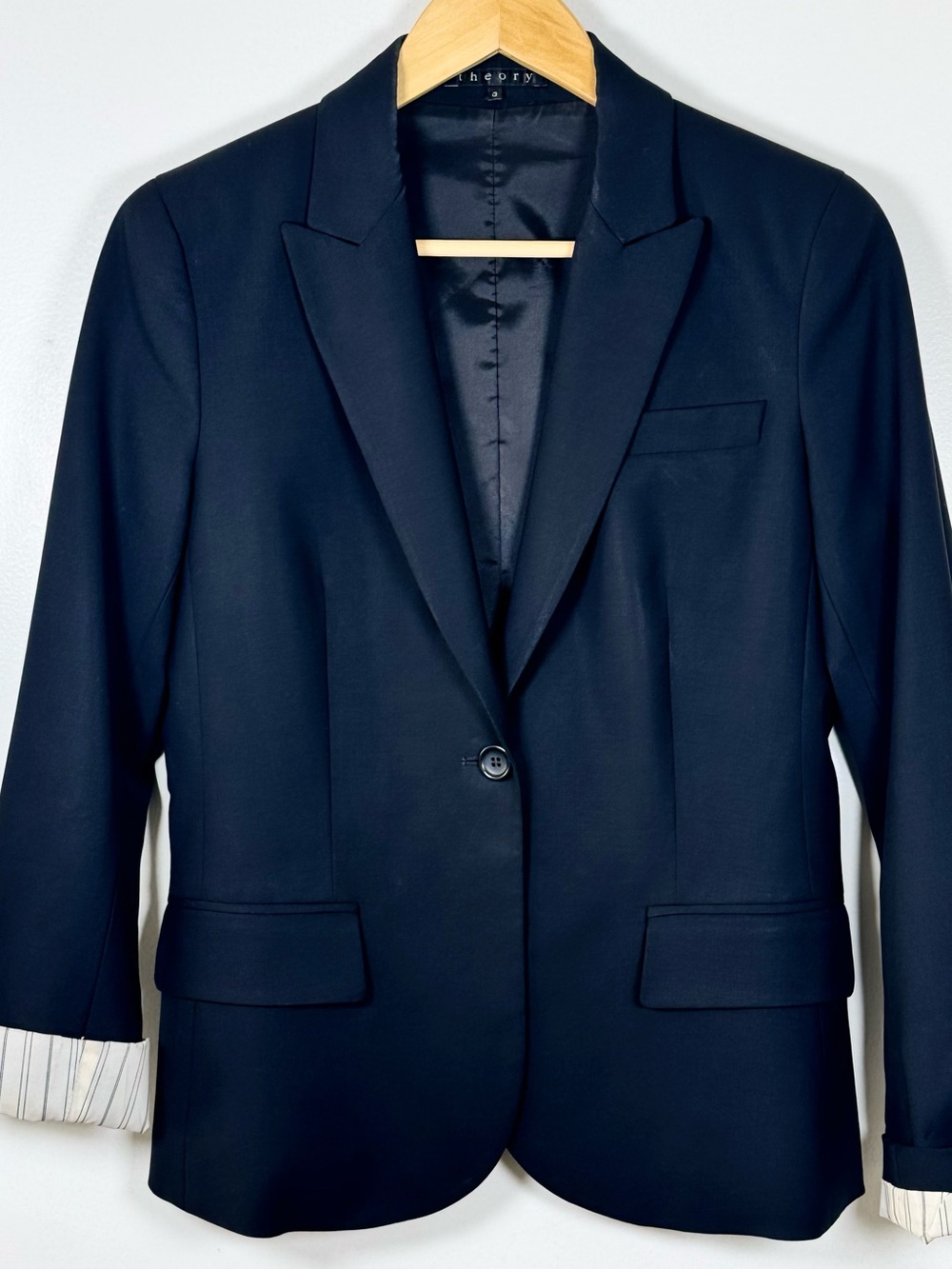 Theory Stretch Wool Blend Black Blazer Style Suit Jacket Women’s 8 Nordstrom EUC